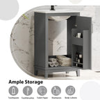 Meuble-lavabo gris/blanc de 20 po avec une vasque pour 1 personne