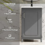 Meuble-lavabo gris/blanc de 20 po avec une vasque pour 1 personne