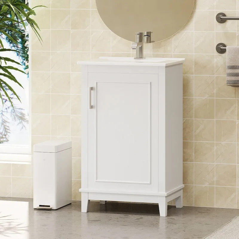 Meuble-lavabo gris/blanc de 20 po avec une vasque pour 1 personne