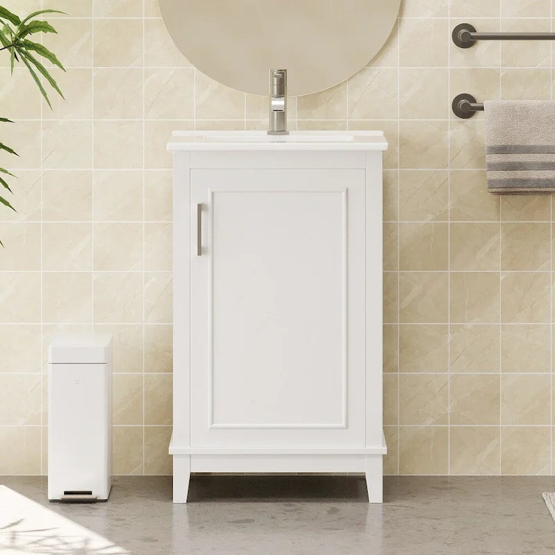 Meuble-lavabo gris/blanc de 20 po avec une vasque pour 1 personne