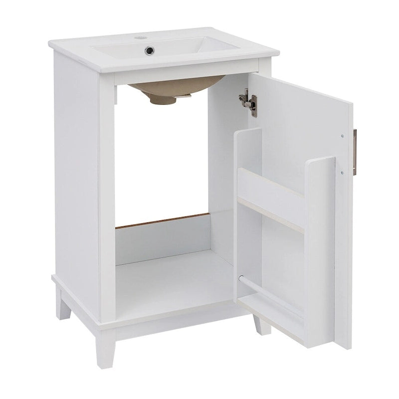 Meuble-lavabo gris/blanc de 20 po avec une vasque pour 1 personne