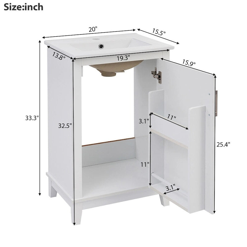 Meuble-lavabo gris/blanc de 20 po avec une vasque pour 1 personne