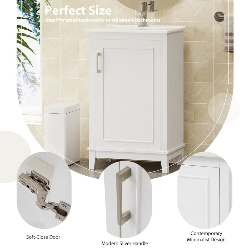 Meuble-lavabo gris/blanc de 20 po avec une vasque pour 1 personne