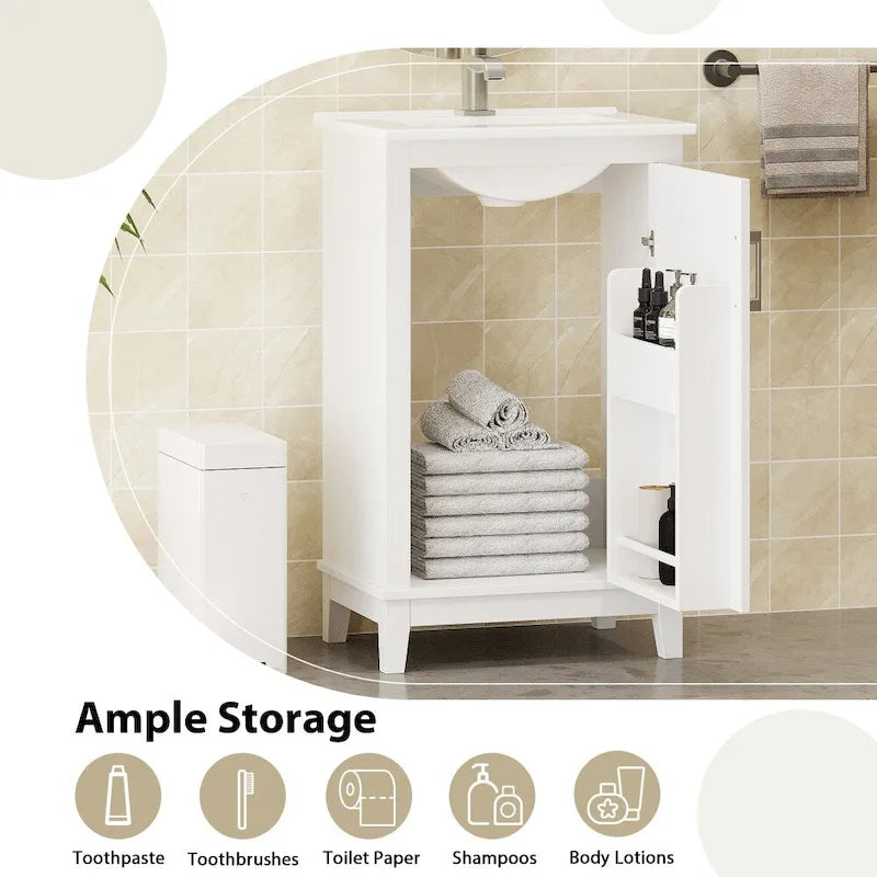Meuble-lavabo gris/blanc de 20 po avec une vasque pour 1 personne