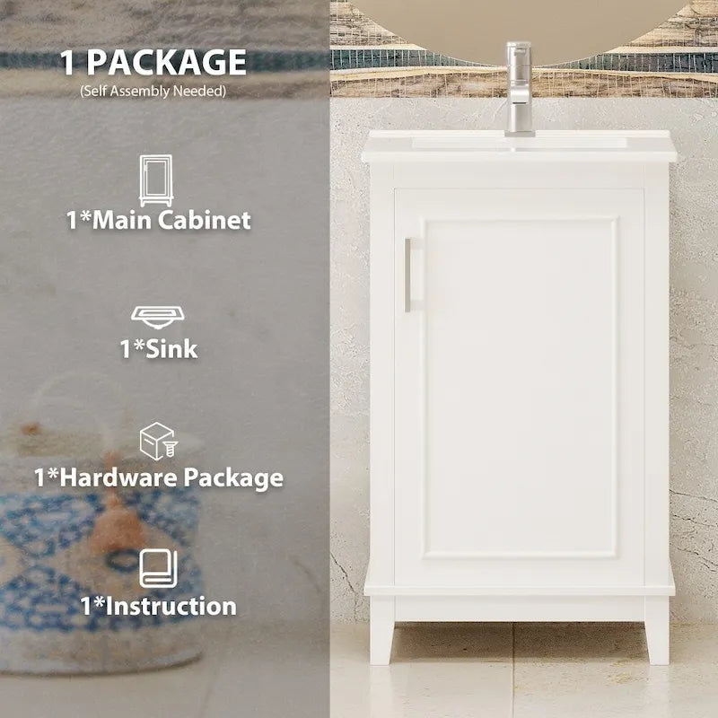 Meuble-lavabo gris/blanc de 20 po avec une vasque pour 1 personne