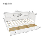 Structure de lit de repos d'angle en pin blanc avec rangement, LED et USB – Lit simple/double, 1 place