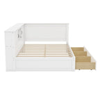 Structure de lit de repos d'angle en pin blanc avec rangement, LED et USB – Lit simple/double, 1 place