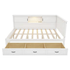 Structure de lit de repos d'angle en pin blanc avec rangement, LED et USB – Lit simple/double, 1 place