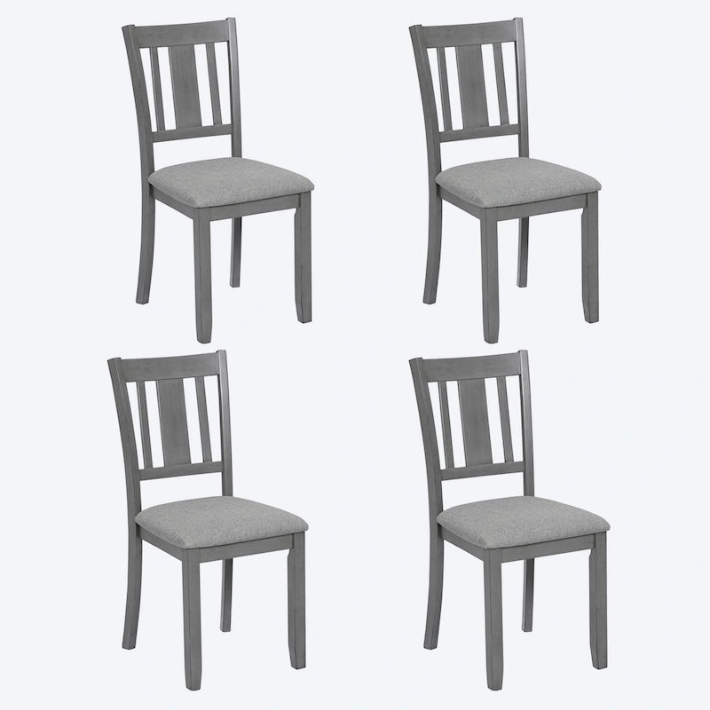 Chaises de salle à manger rembourrées grises/noyer avec assise rembourrée, lot de 4