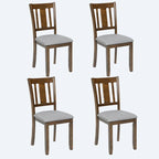 Chaises de salle à manger rembourrées grises/noyer avec assise rembourrée, lot de 4