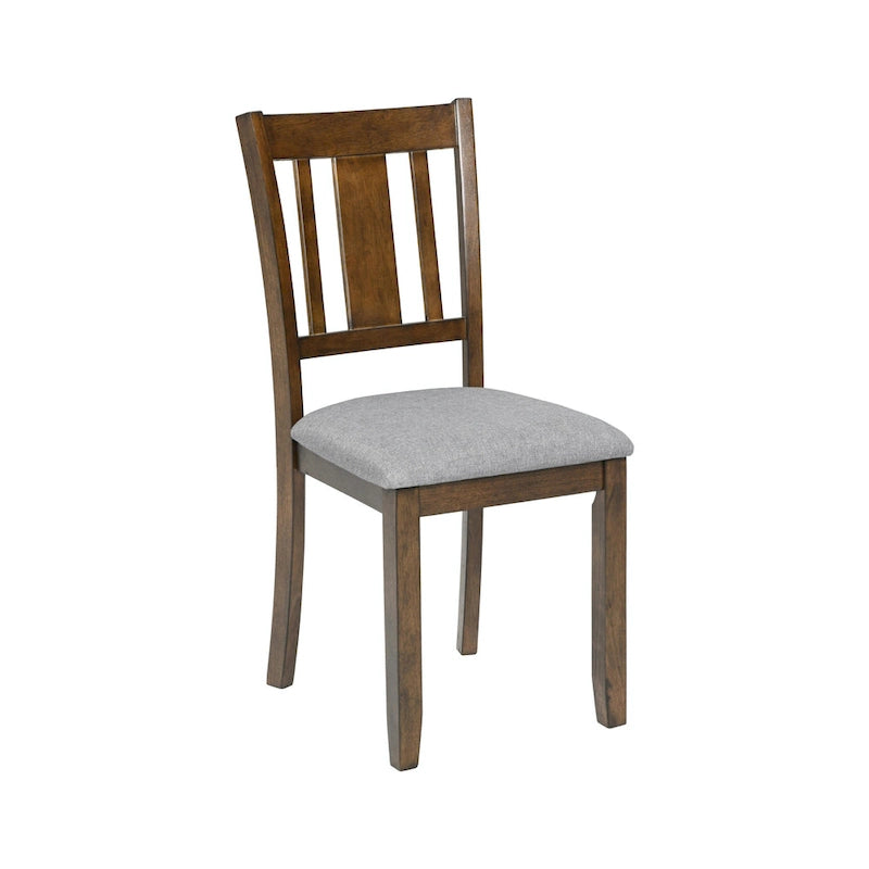Chaises de salle à manger rembourrées grises/noyer avec assise rembourrée, lot de 4