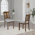 Chaises de salle à manger rembourrées grises/noyer avec assise rembourrée, lot de 4