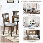 Chaises de salle à manger rembourrées grises/noyer avec assise rembourrée, lot de 4