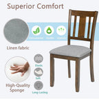 Chaises de salle à manger rembourrées grises/noyer avec assise rembourrée, lot de 4