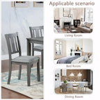Chaises de salle à manger rembourrées grises/noyer avec assise rembourrée, lot de 4