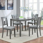 Chaises de salle à manger rembourrées grises/noyer avec assise rembourrée, lot de 4