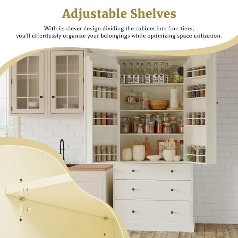 Armoire de cuisine indépendante crème, simple
