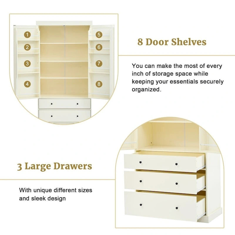 Armoire de cuisine indépendante crème, simple