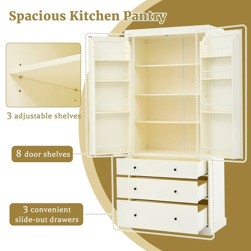 Armoire de cuisine indépendante crème, simple