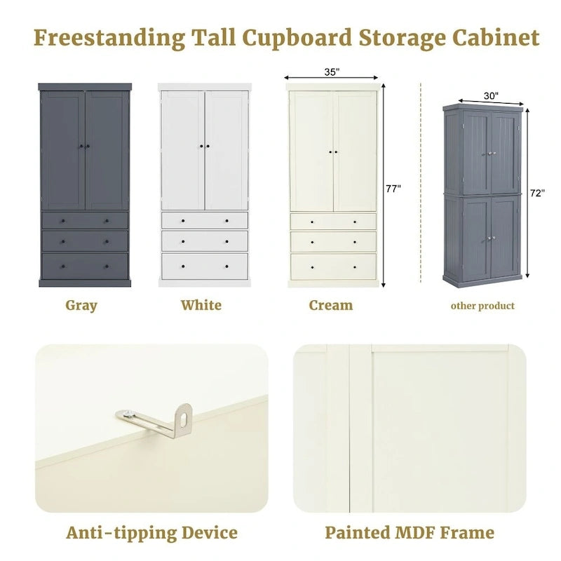 Armoire de cuisine indépendante crème, simple